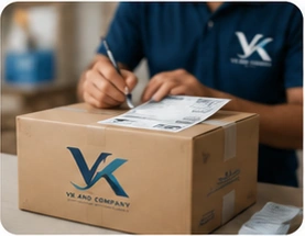 Illustrative parcel label being prepared for shipment