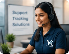 Illustrative customer support representative wearing a headset